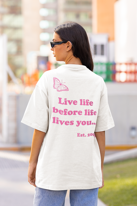 Heavy Butterfly Oversized T-Shirt Pink